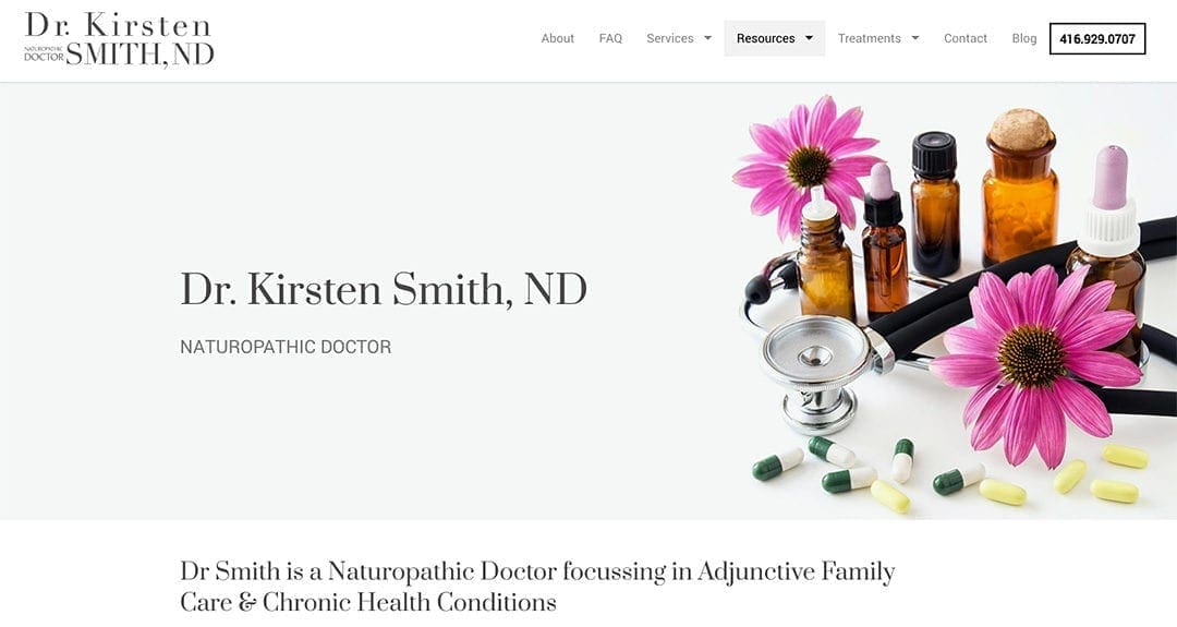Website redesign: Dr Kirsten Smith, ND