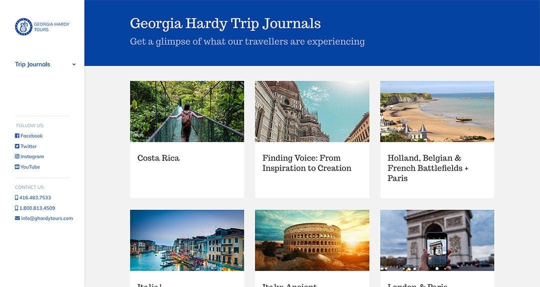 Georgia Hardy Trips Journal: multiple blogs with a slick interface