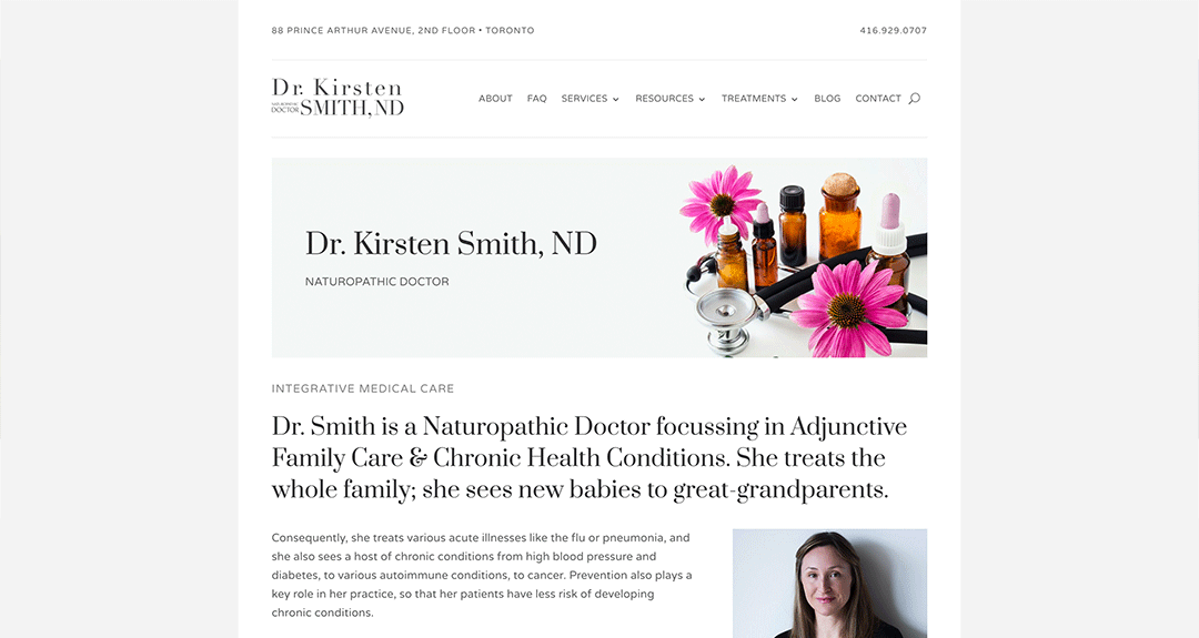 New website redesign and conversion to WordPress: Dr. Kirsten Smith, ND