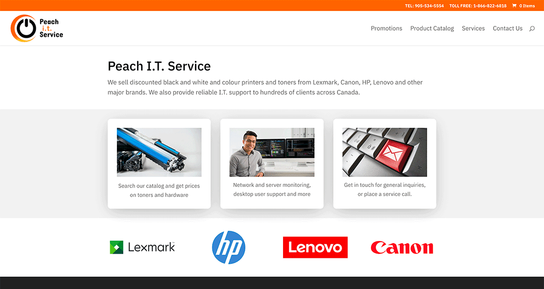 Our latest website redesign and conversion to WordPress: Peach I.T. Service