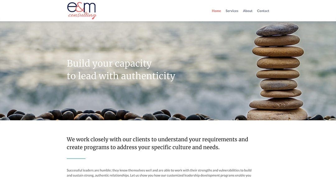 New website redesign and conversion to WordPress: E & M Consulting