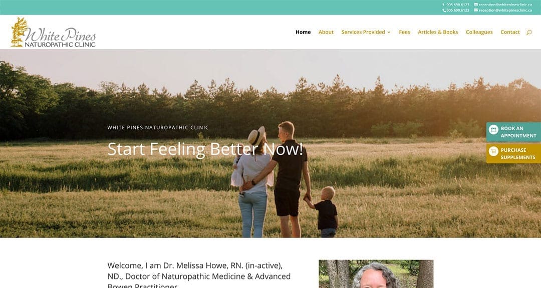 New website redesign and conversion to WordPress: White Pines Clinic