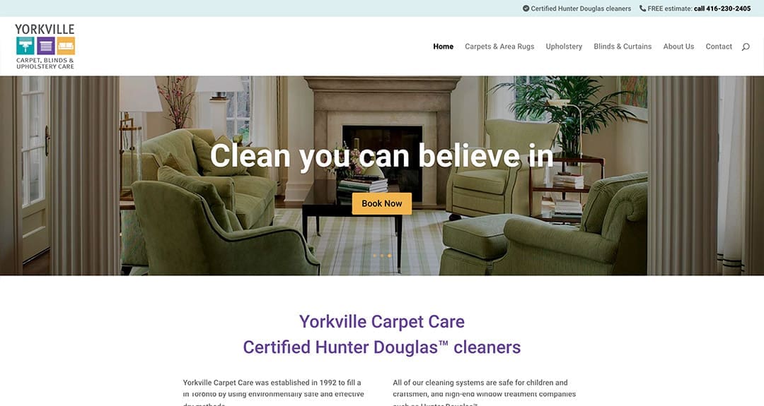 Website redesign and conversion to WordPress: Yorkville Carpet Care